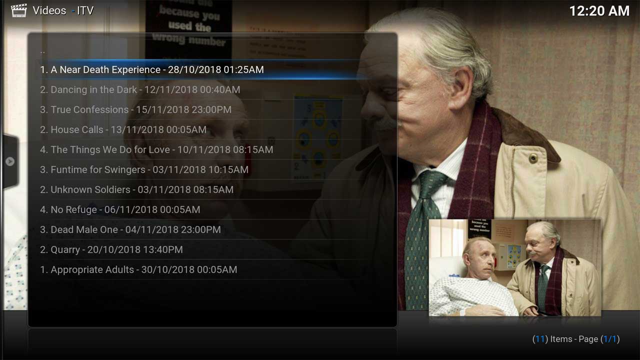 ITV Shows Programme Menu