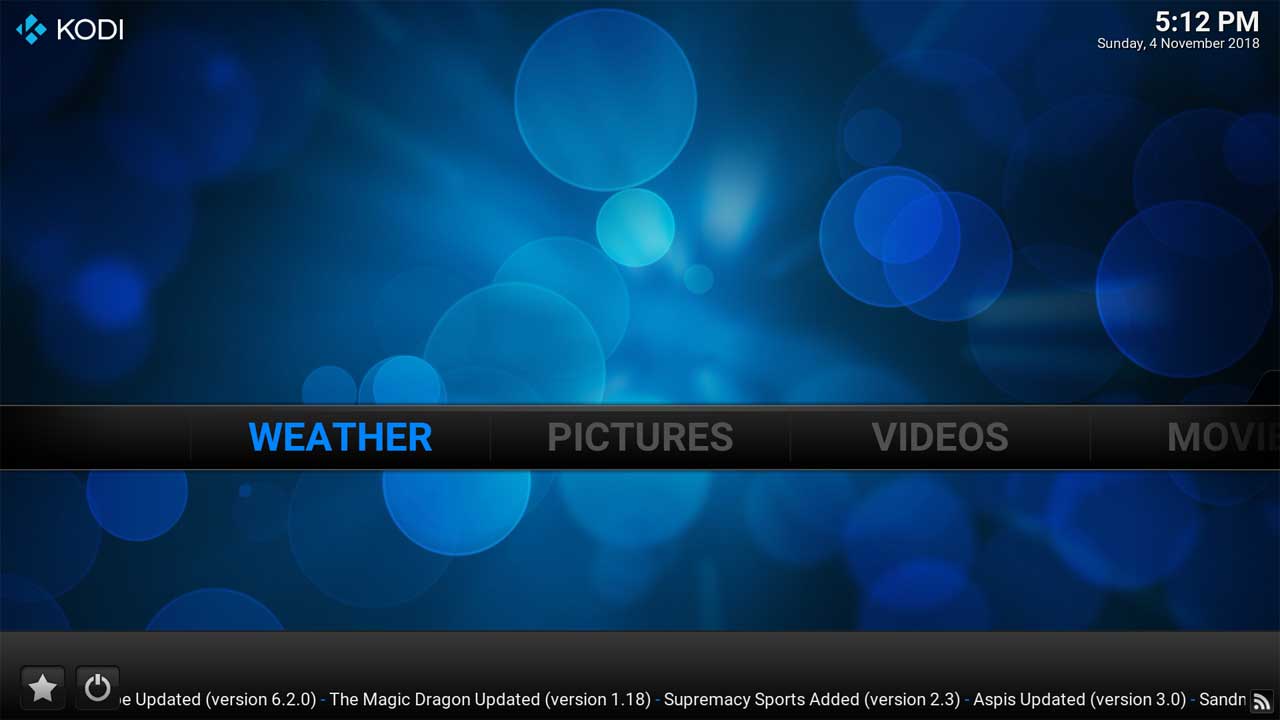 Main Weather Menu