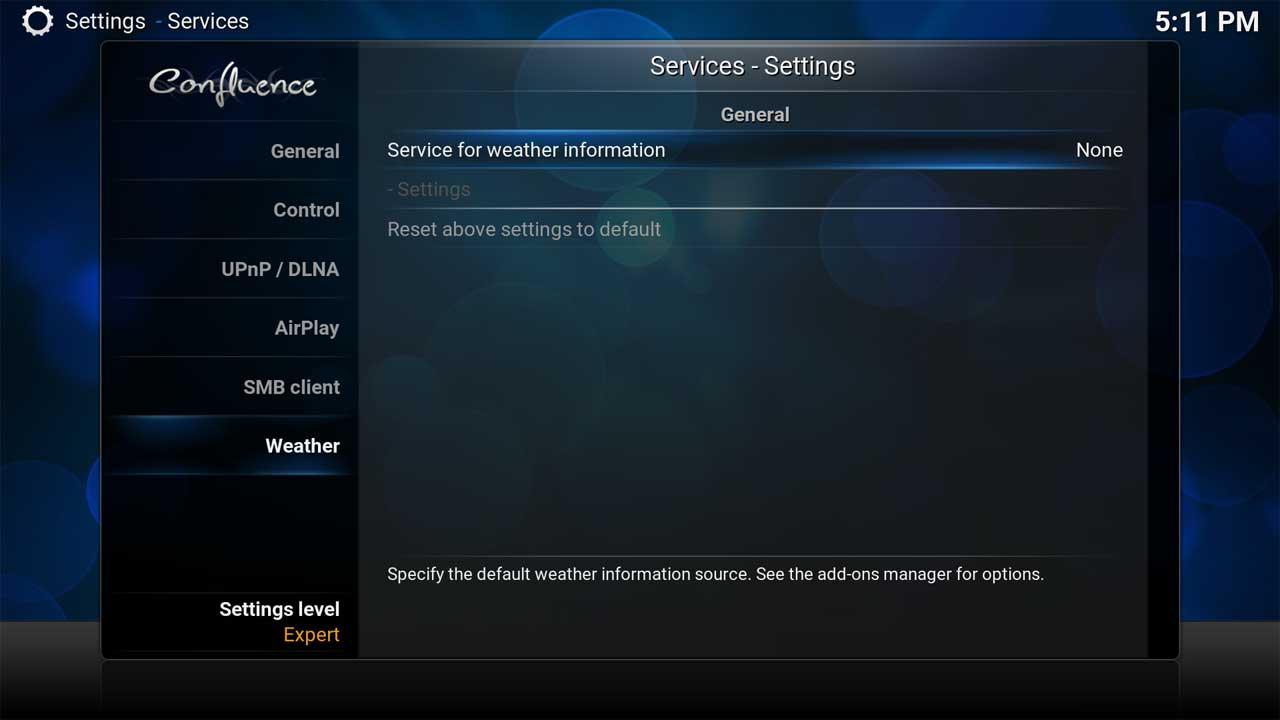 Services Settings